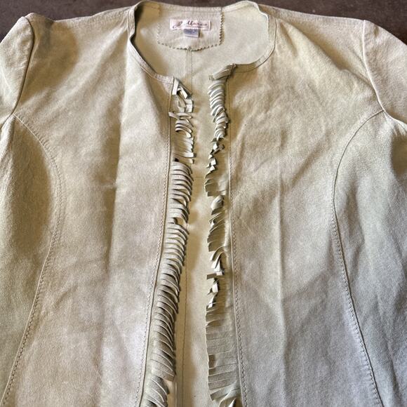 Vintage 90s J. Marco Genuine Leather Suede Green Pistachio Sport Jacket M Fringe - Picture 5 of 15